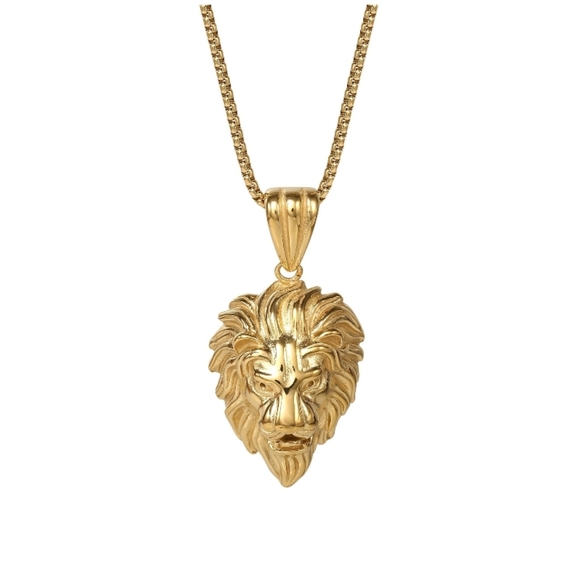 Brilliance Fine Jewelry Stainless Steel IP Yellow Plated Lion Pendant Necklace